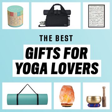 yoga balance blocks, dice, bag, poster, incense holder, bolster, bowl, mat, cleaner, sandals, diffuser