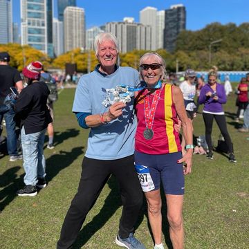 Gina Little gina little and her husband ray celebrate her finishing the chicago marathon