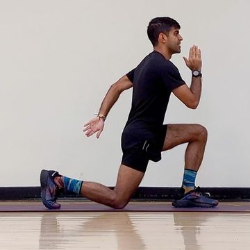 bodyweight workout, Hathiramani practices reverse lunge to a-skip exercise bodyweight workout, hathiramani practices reverse lunge to askip exercise