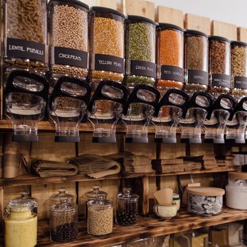 interior of zero waste shop, cheap healthy foods