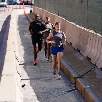 running in a group on the road