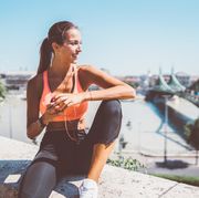 Sportswoman jogging in the city