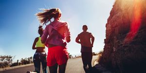 Running, Sky, Red, Jogging, Recreation, Fun, Pink, Sunlight, Photography, Exercise, 